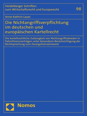 cover image of Die Nichtangriffsverpflichtung im deutschen und europäischen Kartellrecht